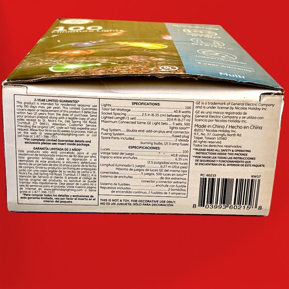 GE 100 Miniature Lights String-A-Long Multicolor Christmas Indoor/Outdoor NEW - Picture 5 of 6